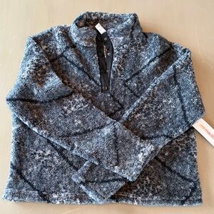 Marika Black Cheetah 1/4 Snap Women’s Size M Fleece Comfort Warmth